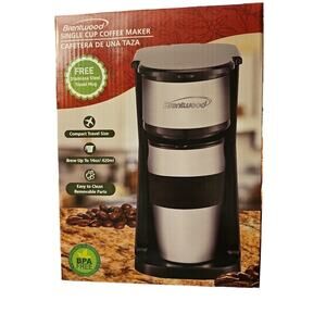 NIB Brentwood Coffee Maker w/ Travel Mug, Single Cup 14 Oz.